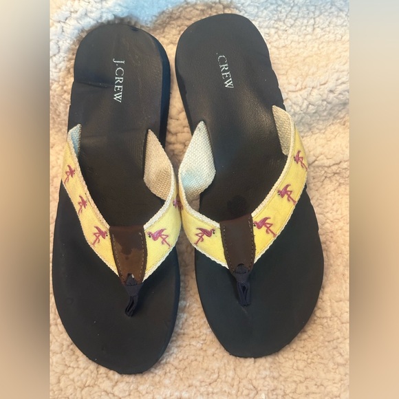 J.Crew Lot of 2 Plaid & Flamingo Canvas Flip Flops Women’s Size 8 - Picture 3 of 6